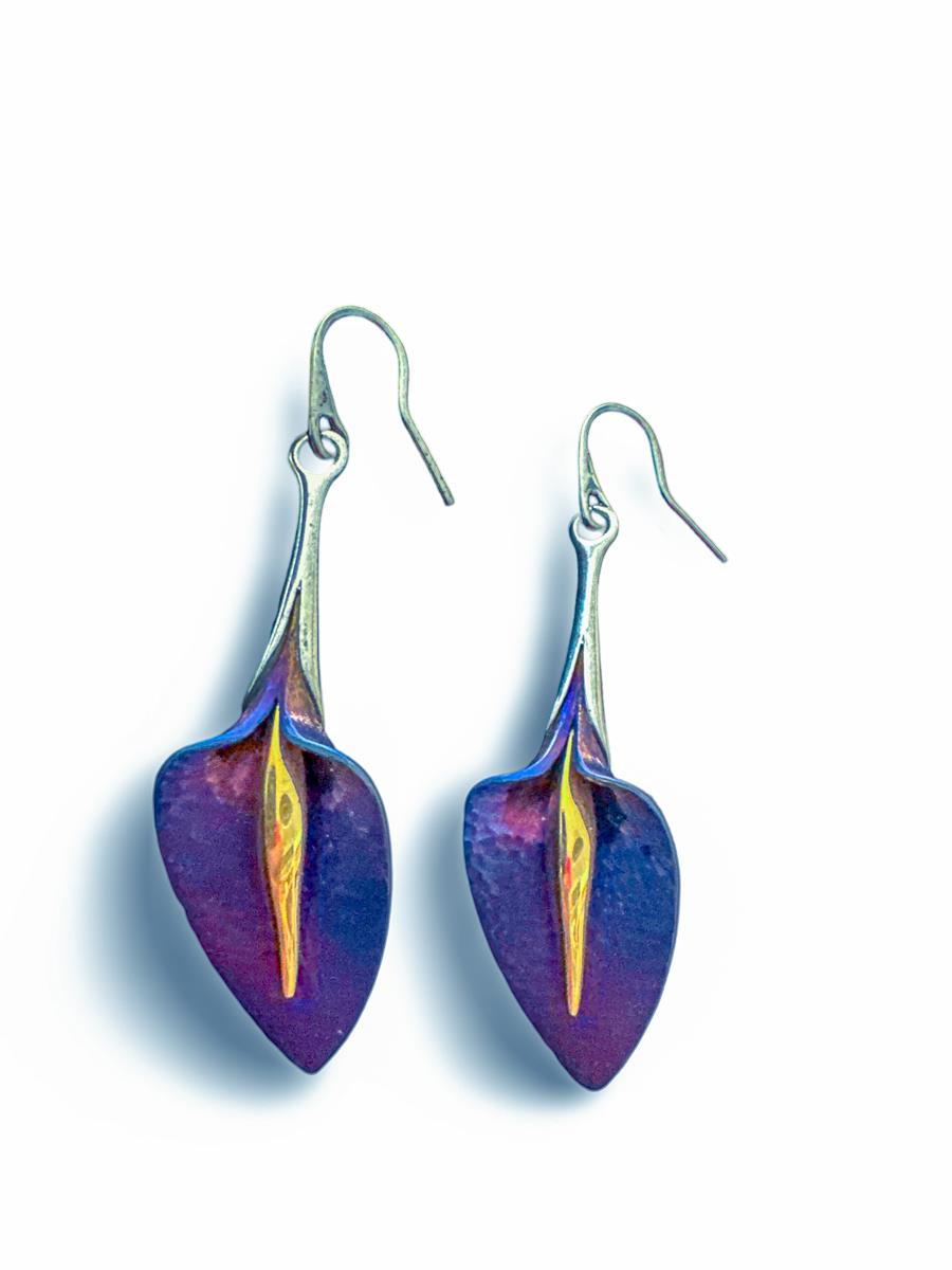 Blue Calla Lily Titanium Earrings