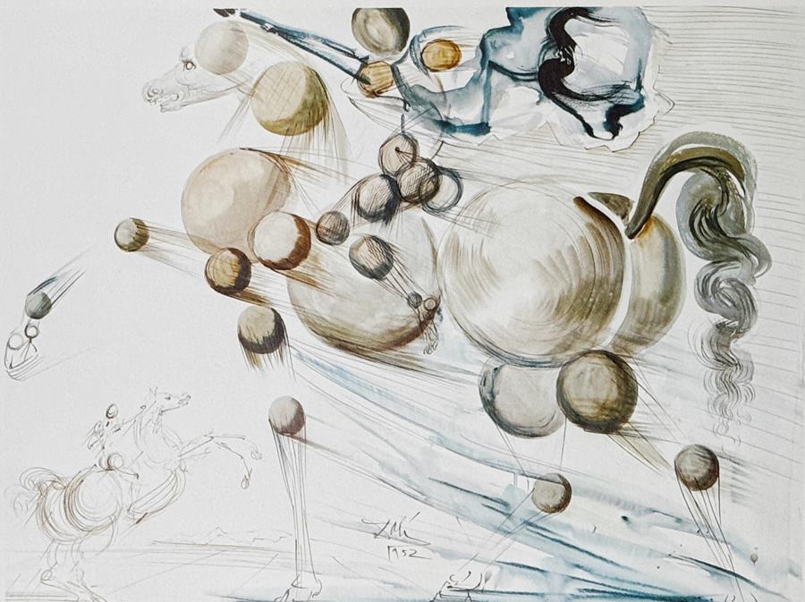 Salvador Dalí. Pòster "Figura eqüestre mol·lecular", 1952